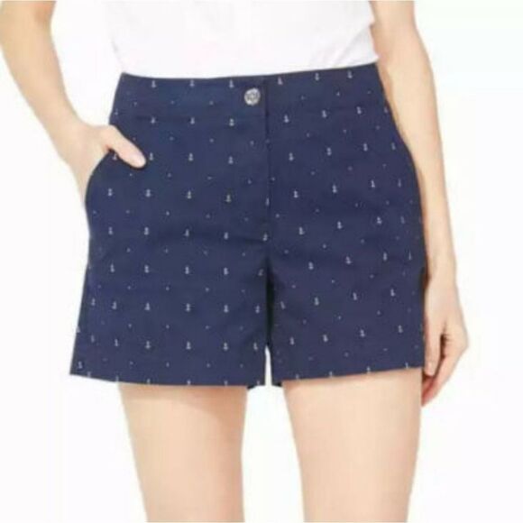 Nautica Cotton Stretch Twill Anchor Print Shorts - Picture 5 of 16